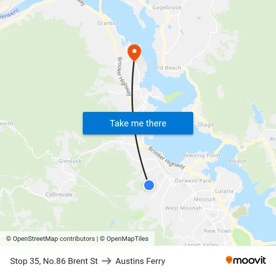 Stop 35, No.86 Brent St to Austins Ferry map