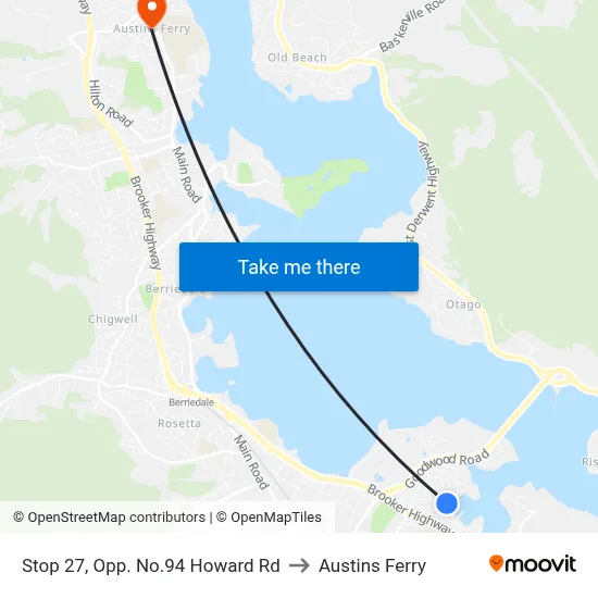 Stop 27, Opp. No.94 Howard Rd to Austins Ferry map