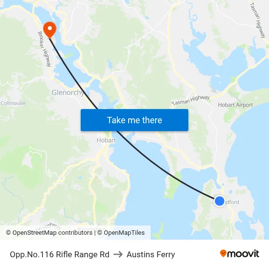 Opp.No.116 Rifle Range Rd to Austins Ferry map