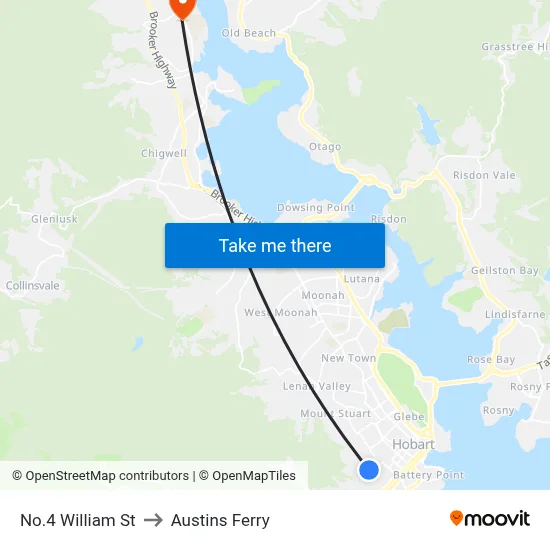 No.4 William St to Austins Ferry map
