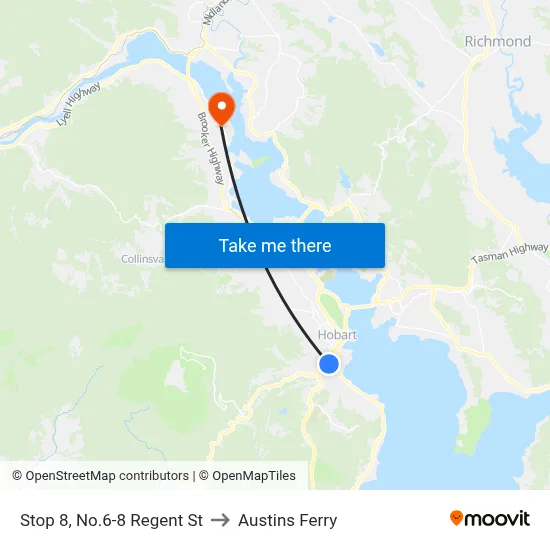 Stop 8, No.6-8 Regent St to Austins Ferry map