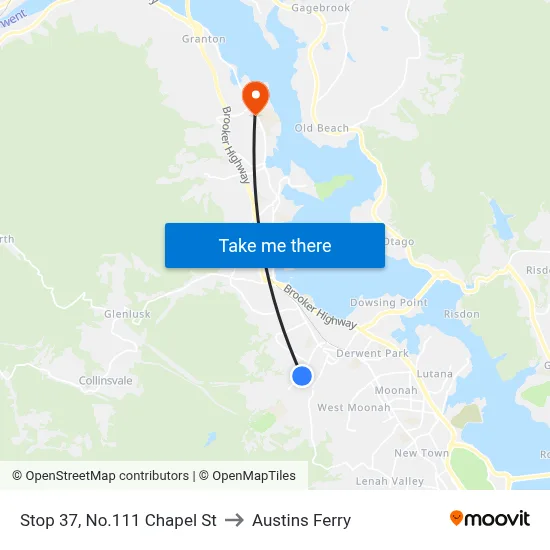 Stop 37, No.111 Chapel St to Austins Ferry map