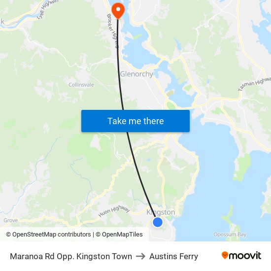 Maranoa Rd Opp. Kingston Town to Austins Ferry map