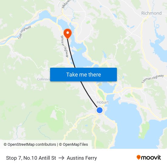 Stop 7, No.10 Antill St to Austins Ferry map