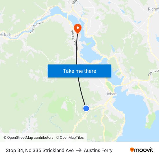 Stop 34, No.335 Strickland Ave to Austins Ferry map