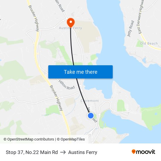 Stop 37, No.22 Main Rd to Austins Ferry map