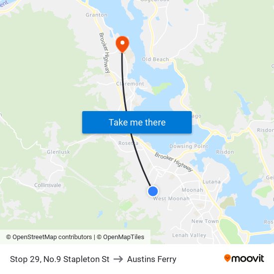 Stop 29, No.9 Stapleton St to Austins Ferry map