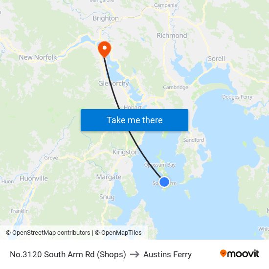 No.3120 South Arm Rd (Shops) to Austins Ferry map