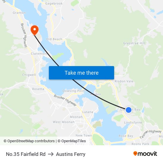 No.35 Fairfield Rd to Austins Ferry map