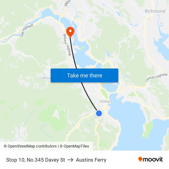Stop 10, No.345 Davey St to Austins Ferry map
