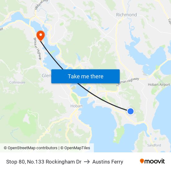 Stop 80, No.133 Rockingham Dr to Austins Ferry map