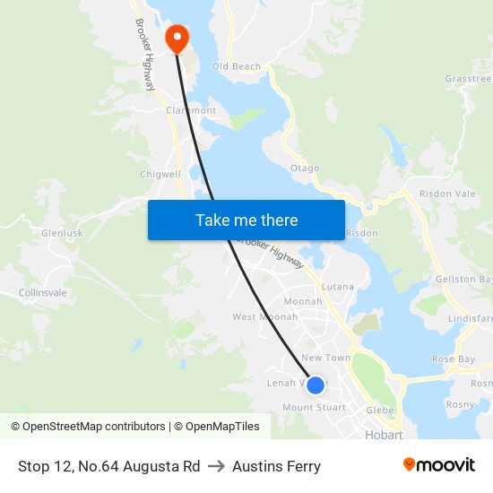 Stop 12, No.64 Augusta Rd to Austins Ferry map