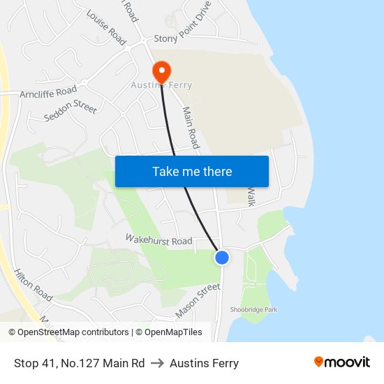 Stop 41, No.127 Main Rd to Austins Ferry map