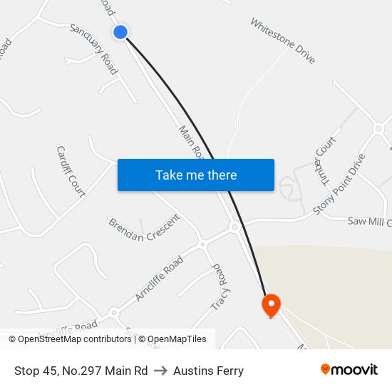 Stop 45, No.297 Main Rd to Austins Ferry map