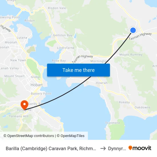 Barilla (Cambridge) Caravan Park, Richmond Rd to Dynnyrne map