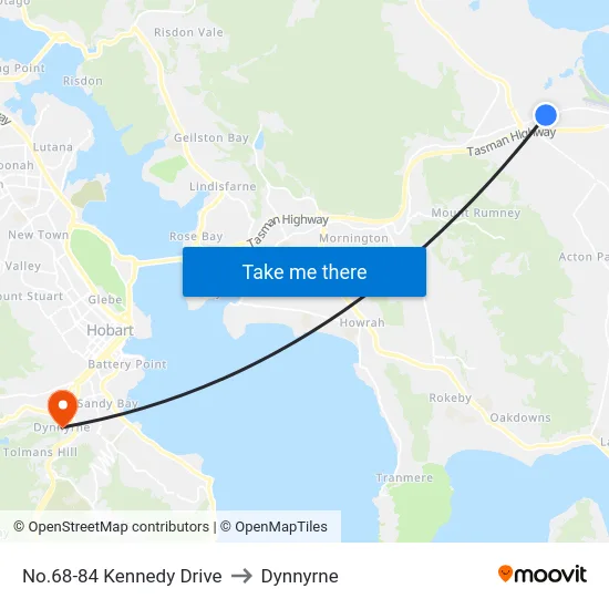 No.68-84 Kennedy Drive to Dynnyrne map