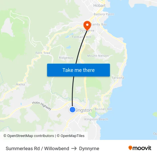 Summerleas Rd / Willowbend to Dynnyrne map