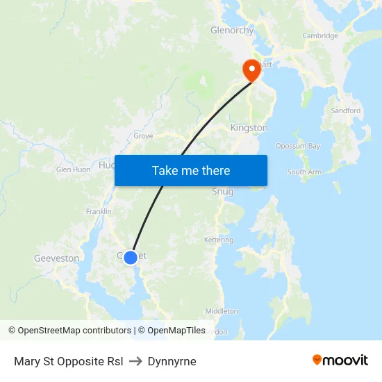 Mary St Opposite Rsl to Dynnyrne map