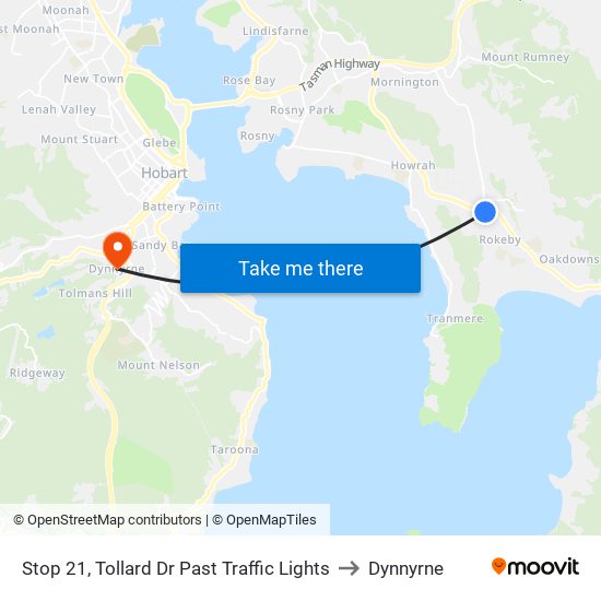 Stop 21, Tollard Dr Past Traffic Lights to Dynnyrne map