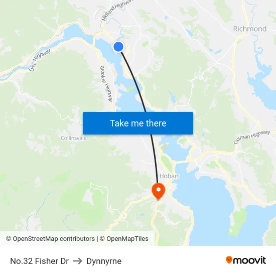 No.32 Fisher Dr to Dynnyrne map