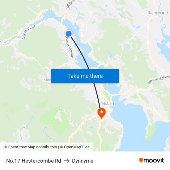 No.17 Hestercombe Rd to Dynnyrne map