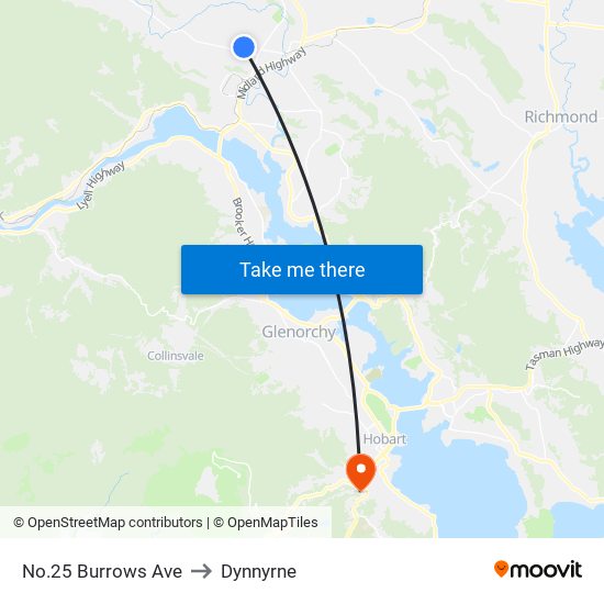 No.25 Burrows Ave to Dynnyrne map