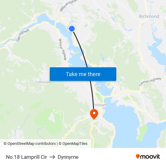 No.18 Lamprill Cir to Dynnyrne map