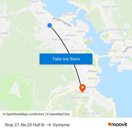 Stop 27, No.20 Hull St to Dynnyrne map