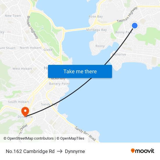 No.162 Cambridge Rd to Dynnyrne map