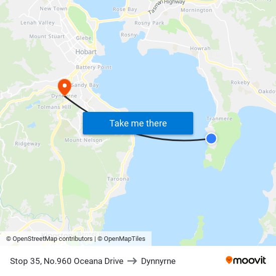 Stop 35, No.960 Oceana Drive to Dynnyrne map