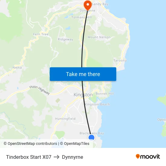 Tinderbox Start X07 to Dynnyrne map