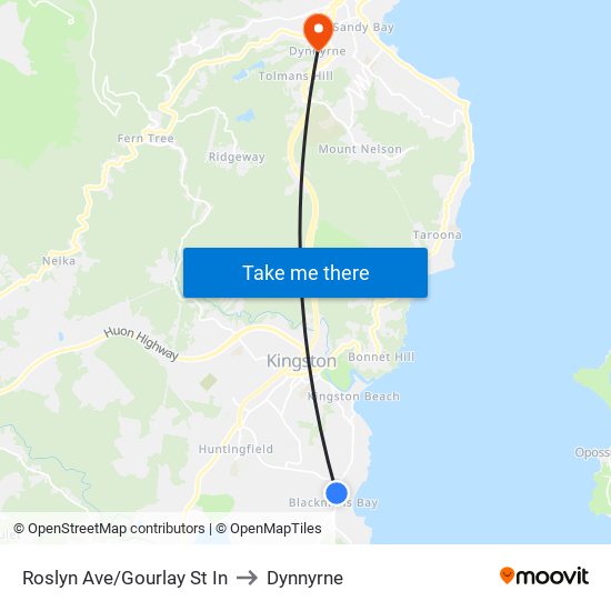Roslyn Ave/Gourlay St In to Dynnyrne map