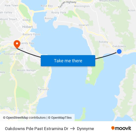 Oakdowns Pde Past Estramina Dr to Dynnyrne map