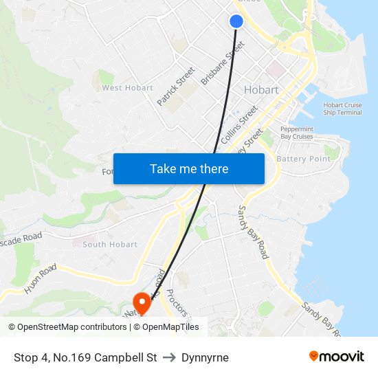 Stop 4, No.169 Campbell St to Dynnyrne map