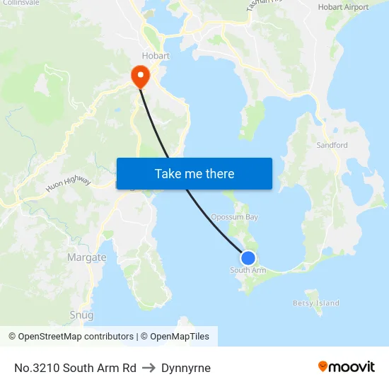 No.3210 South Arm Rd to Dynnyrne map