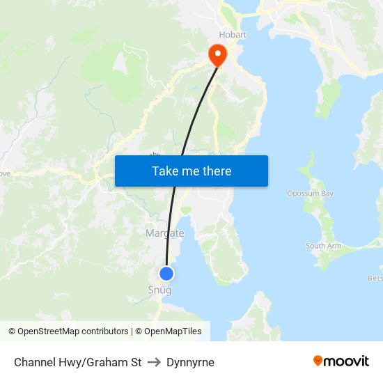 Channel Hwy/Graham St to Dynnyrne map