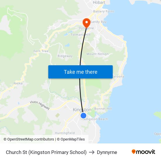 Church St (Kingston Primary School) to Dynnyrne map