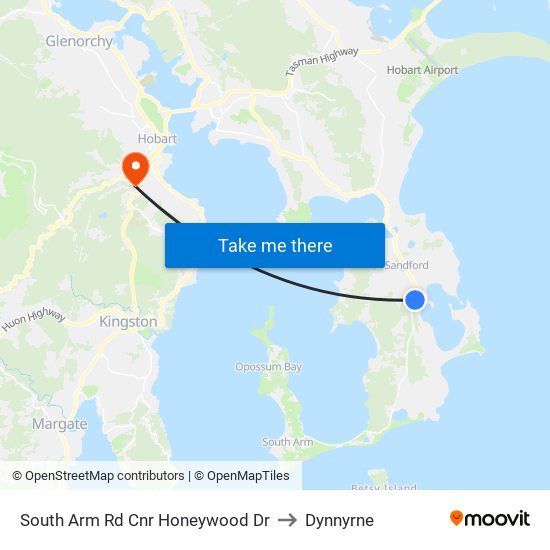 South Arm Rd Cnr Honeywood Dr to Dynnyrne map