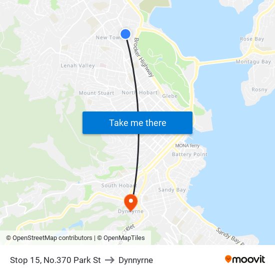 Stop 15, No.370 Park St to Dynnyrne map