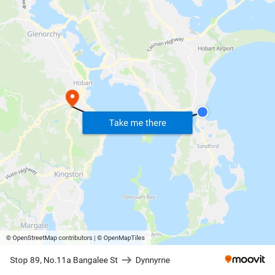 Stop 89, No.11a Bangalee St to Dynnyrne map