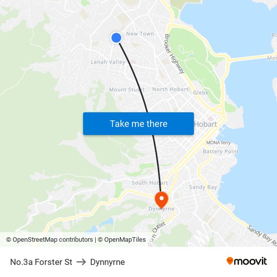 No.3a Forster St to Dynnyrne map