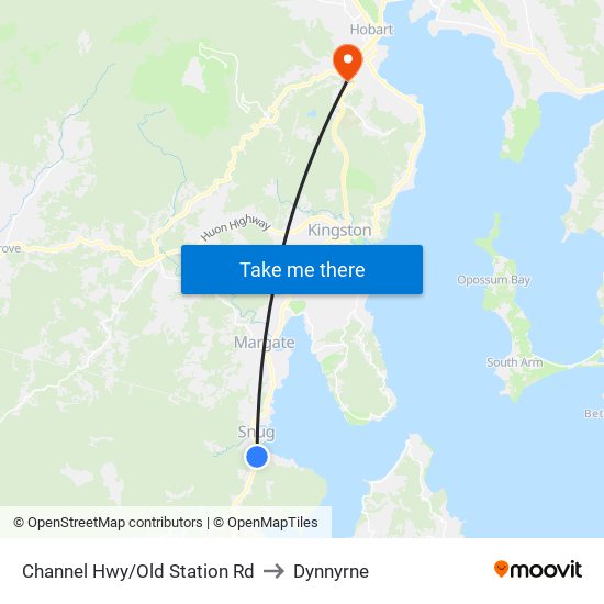 Channel Hwy/Old Station Rd to Dynnyrne map