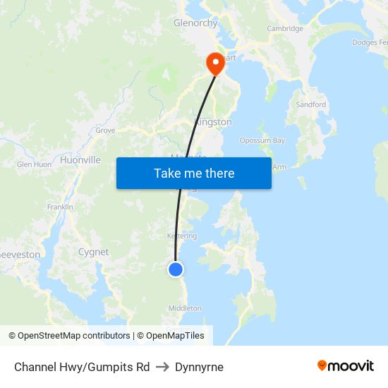 Channel Hwy/Gumpits Rd to Dynnyrne map