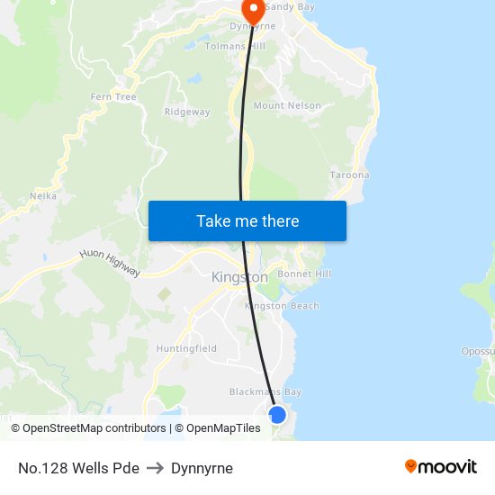 No.128 Wells Pde to Dynnyrne map