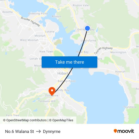 No.6 Walana St to Dynnyrne map