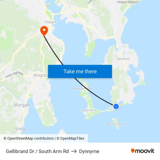 Gellibrand Dr / South Arm Rd to Dynnyrne map