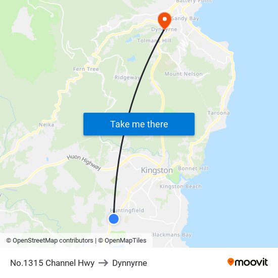 No.1315 Channel Hwy to Dynnyrne map