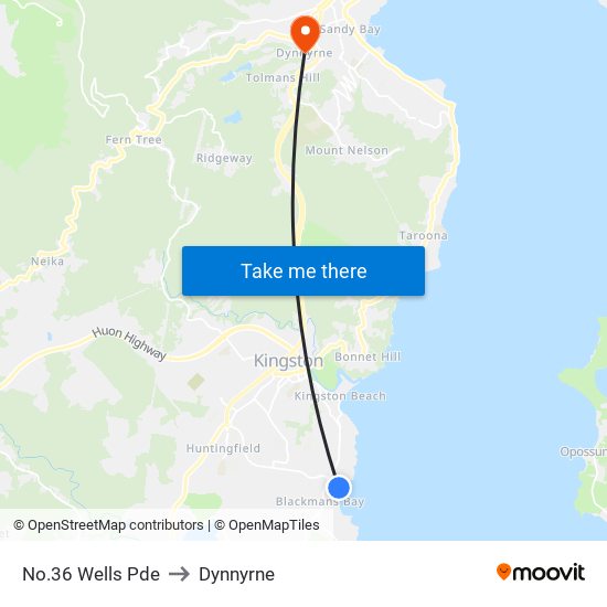 No.36 Wells Pde to Dynnyrne map