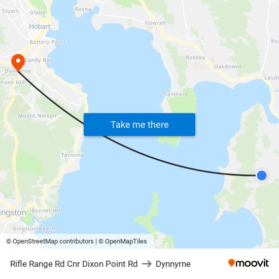 Rifle Range Rd Cnr Dixon Point Rd to Dynnyrne map