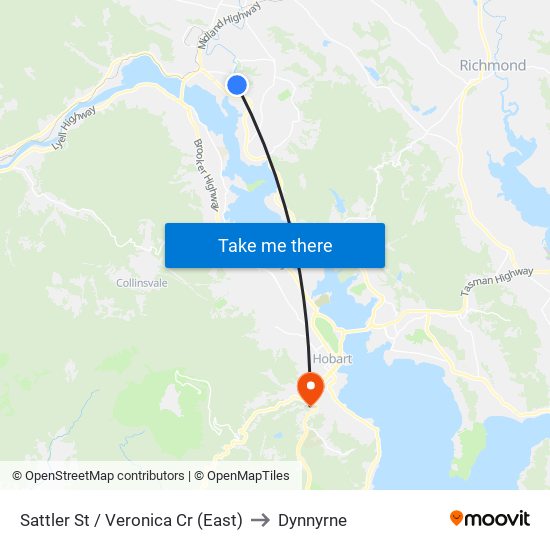 Sattler St / Veronica Cr (East) to Dynnyrne map